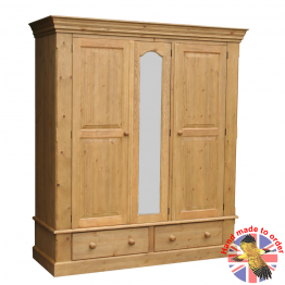 Cottage Pine Triple Mirror W/robe on 2 Drws
